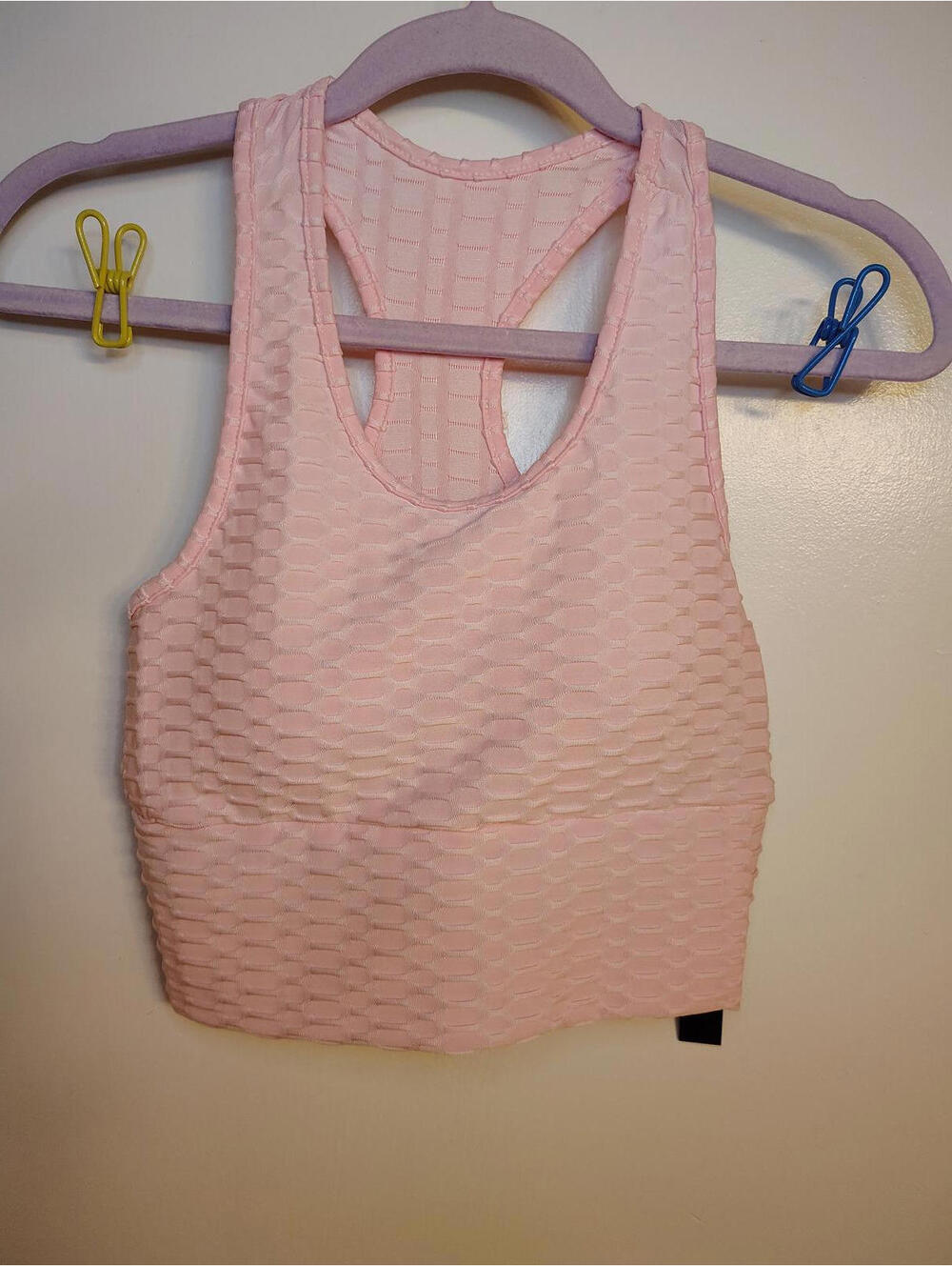 NWT BarbieCore Pink Crop Top sports bra Workout ribbed razor back Atheltic